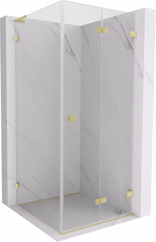 Kabina prysznicowa składana Mexen Lunar-F L transparent złoty 90×90 1 szt.