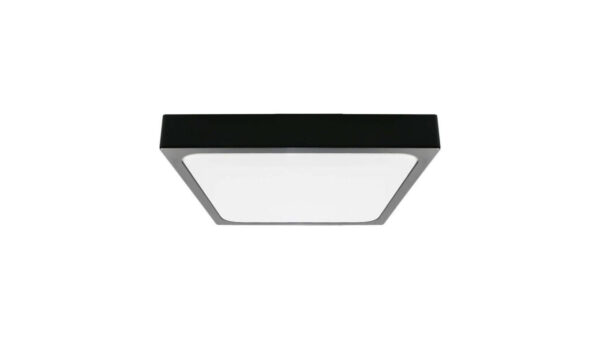 Plafoniera LED 24W 2400lm 4000K IP44 Kwadrat Mleczny Czarna Ramka z mikrofalowym czujnikiem ruchu 7673