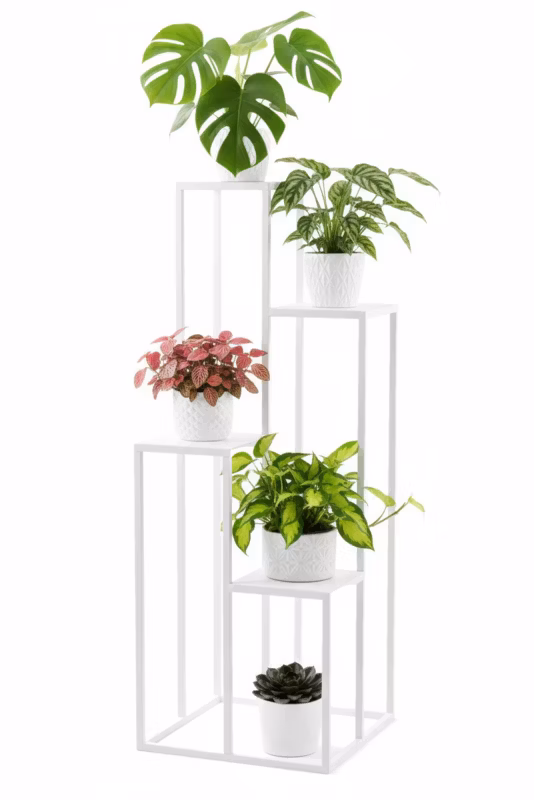 Kwietnik stojący JAKPOL stojak na 4 kwiaty Loft 112cm metalowy wysoki biały 1 szt. 5908311184974