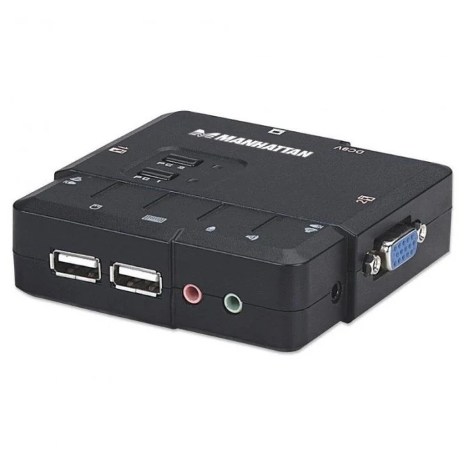Przełącznik KVM VGA/USB 2×1 2‑Portowy z Audio/Mic
