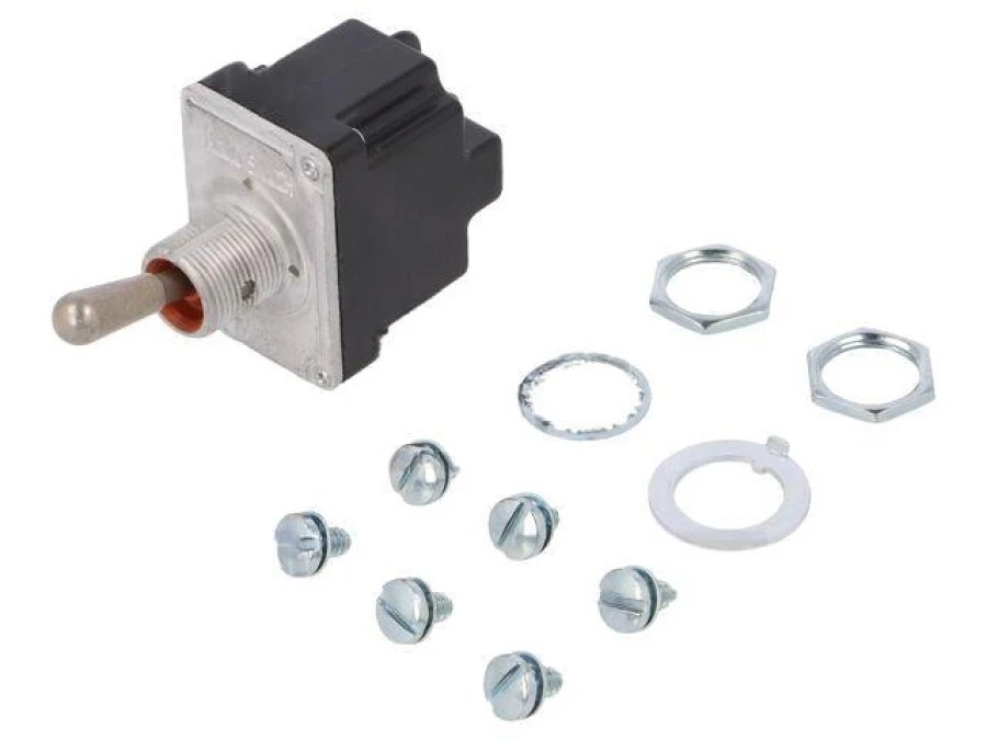 Przełącznik dźwigniowy, okrągła, z konfiguracją styków DPDT, 6A/230VAC, 20A/28VDC, IP67, 2TL1‑3