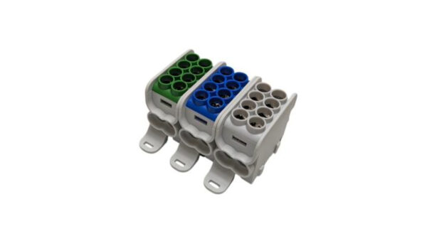 Blok dystrybucyjny – rozdzielczy HLAK25 3P szary, niebieski, zielony 2xAl/Cu 25mm²+16mm² 1000VAC/1500VDC MAG3251ABG