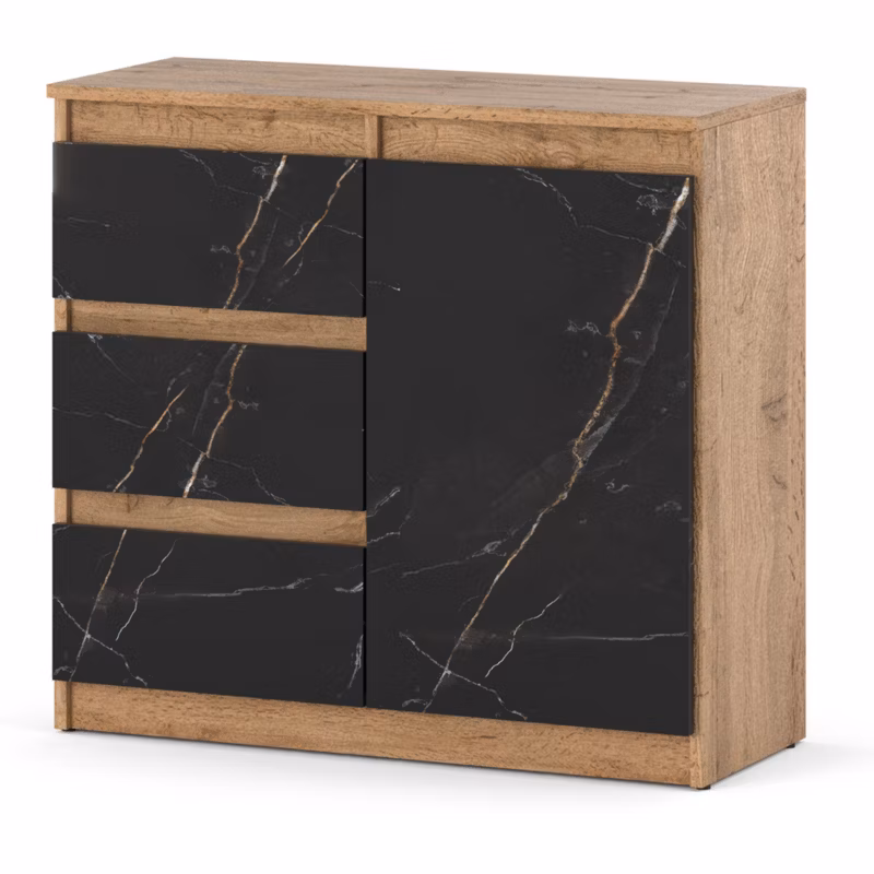 Komoda Hurtownia-Mebli Szuflady 3 Agnes 1D3SZ 80cm Dąb Wotan San Sebastian 80x35x75 cm 1szt.