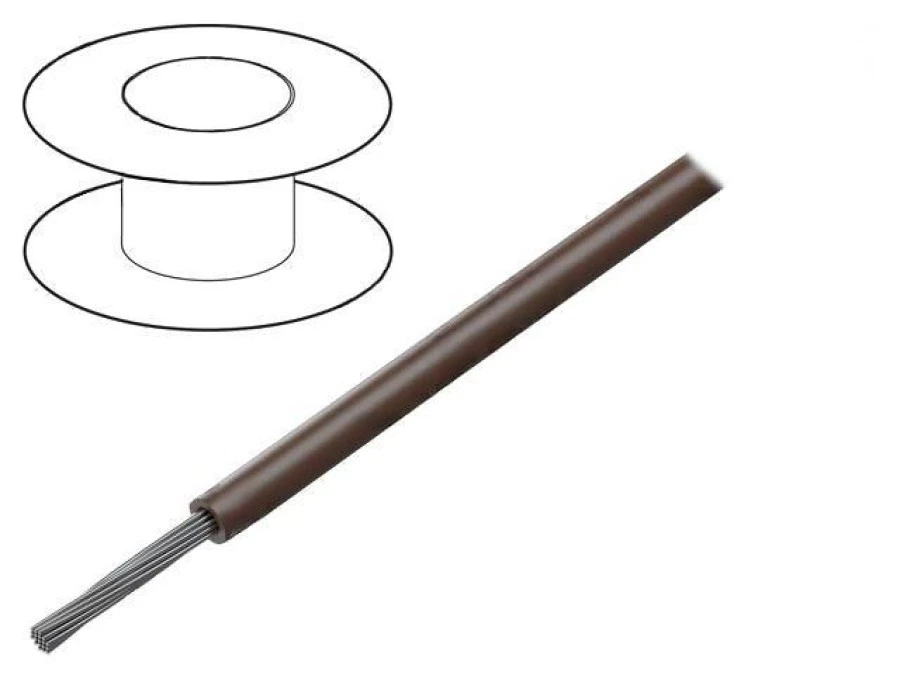 Przewód HookUp Wire linka Cu 24AWG PVC brązowy 150V 305m 7054 BR001