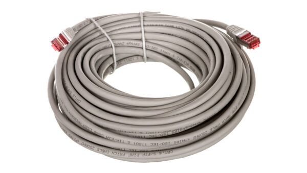 Kabel krosowy patchcord S/FTP (PiMF) kat.6 LSZH szary 15m 50892