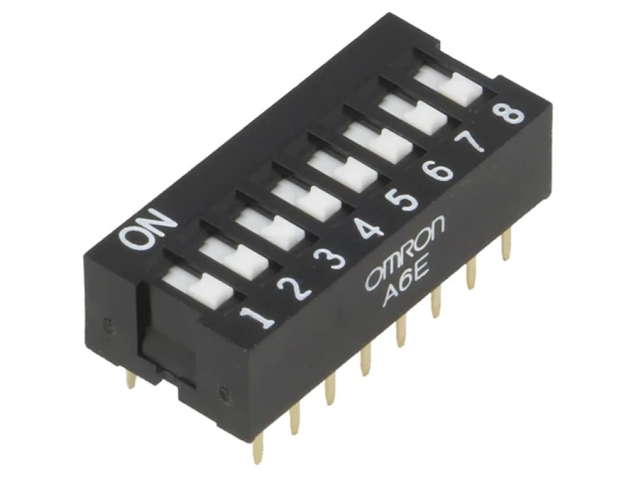 Przełącznik DIP‑SWITCH Ilość sekcji 8 ON‑OFF 0,025A/24VDC ‑N A6E‑8101