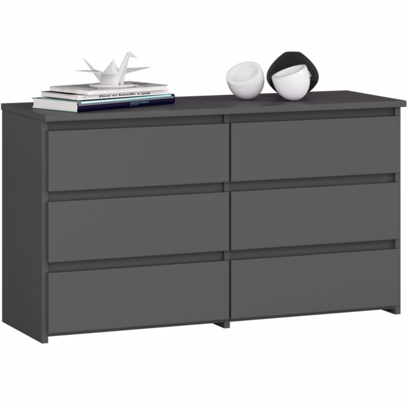 Komoda Akord CL100 Grafit Szary 100 cm 6 szuflad kolor Grafit Szary mat 100x35x57 cm 1 szt.