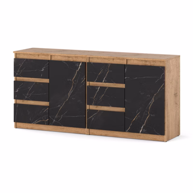 Komoda Hurtownia-Mebli Szuflady 6 Agna Mini 160cm Dąb Wotan San Sebastian 160x35x75 cm 1szt.