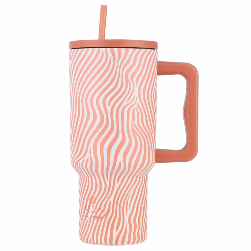 Kubek Termiczny Ze Słomką Soft Ripple Estia Stal Nierdzewna Pomarańczowy 900 Ml 1 Szt.