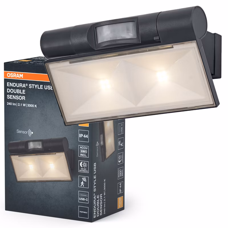 Kinkiet Ogrodowy Endura Osram Lampa Elewacyjna LED z Czujnikiem Ruchu i Zmierzchu 2.1W 180lm 3000K Szary IP44 1 szt.