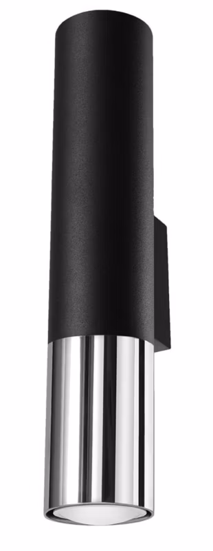 Kinkiet ścienny Sollux Lighting Loopez czarny-chromowany 2 x GU10 x 40W IP20 wym: 29 x 8 cm – 1 szt.