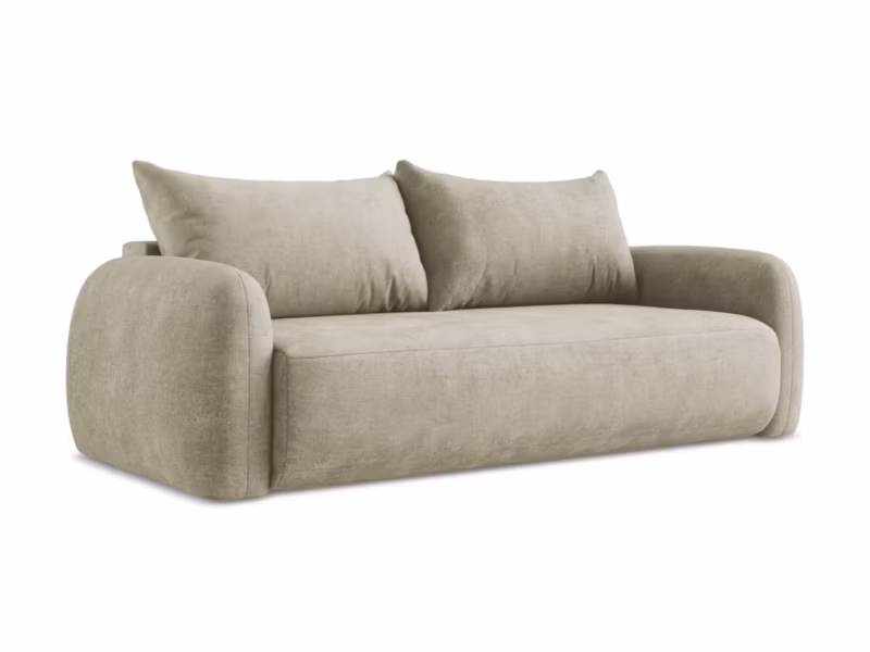 Kanapa 3-osobowa z funkcją spania LaMiaSofa Amalfi z tkaniny szenilowej 250×112 cm beżowy 1 szt.