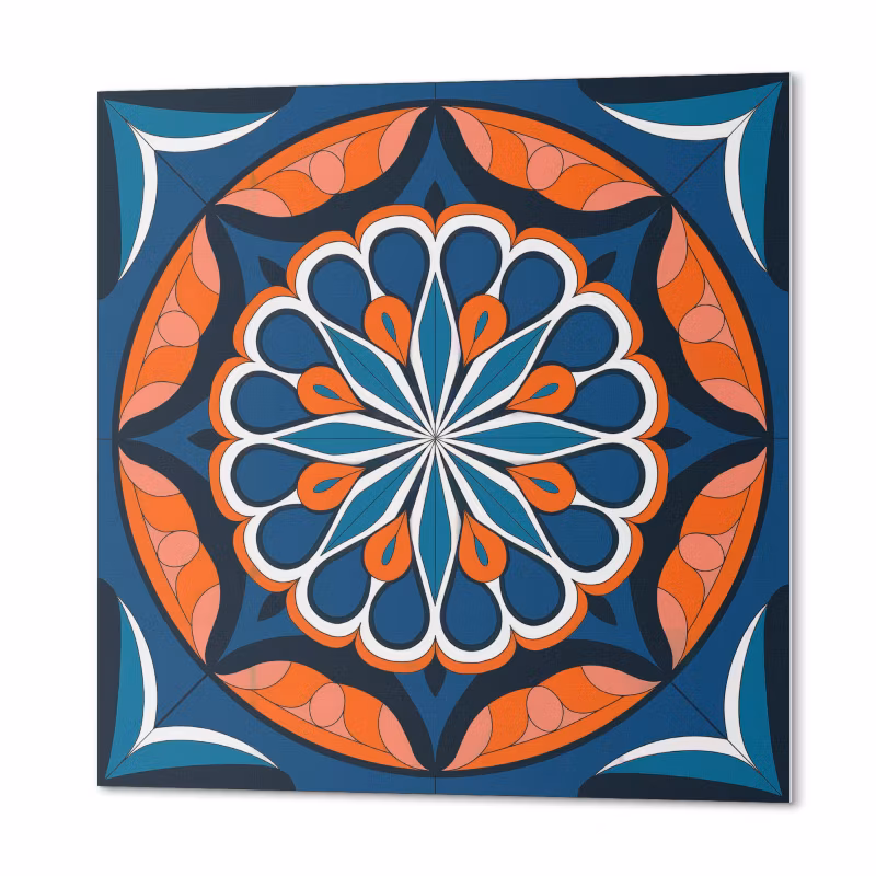 Komplet Kafelków Samoprzylepnych ArtPrintCave 50×50 cm Wzór mandali z liśćmi 4 szt.