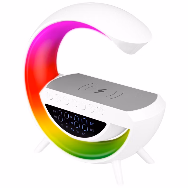 Lampa biurkowa LED MasterLED G 5W RGB z głośnikiem Bluetooth, radiem FM, QI i budzikiem biała 1 szt.