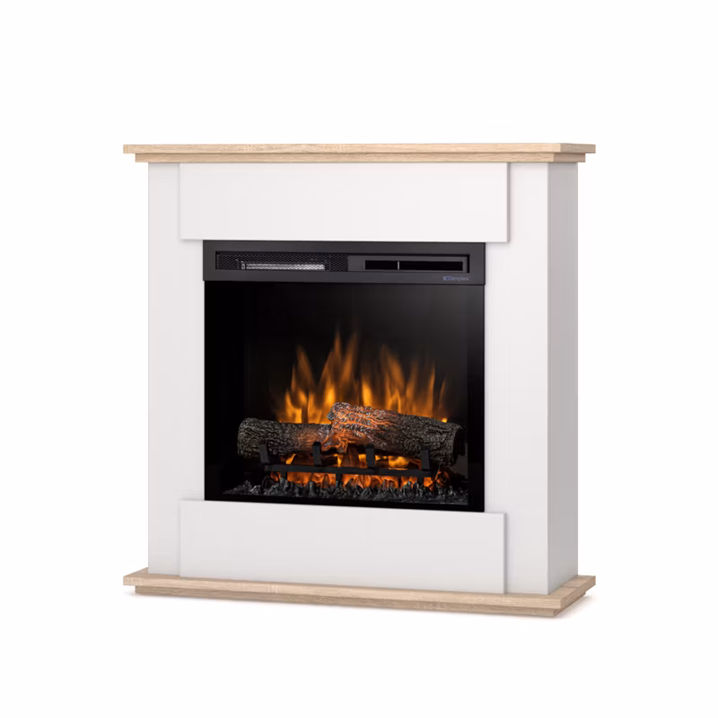 Kominek elektryczny Warmtec Fonte 23″ XHD 1400W funkcja grzania LED biały, dąb sonoma 1 szt.