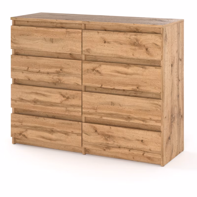 Komoda Hurtownia-Mebli Szuflady 8 Hugo Duża 120cm Dąb Wotan Dąb Wotan 120×33.5×92.5 cm 1szt.