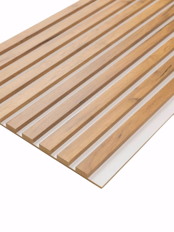 Lamele na Białym Filcu Ścienne SunWood Panel Dekoracyjny Dąb Craft Złoty 275×46 1 szt.
