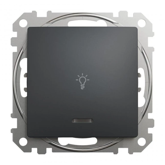 Przycisk 1‑biegunowy światło z podświetleniem, czarny antracyt, Sedna Design i Elements SDD114132L
