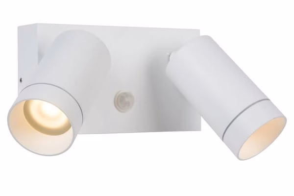 Kinkiet zewnętrzny z czujnikiem Lucide Taylor biały 2 x GU10 x 50W IP44 wym: 15,6 x 18 x 10 cm – 1 szt.