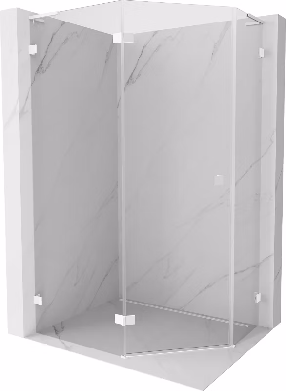 Kabina prysznicowa Mexen Lunar L pięciokątna uchylna lewa 80 x 90 cm transparent biała 1 szt.