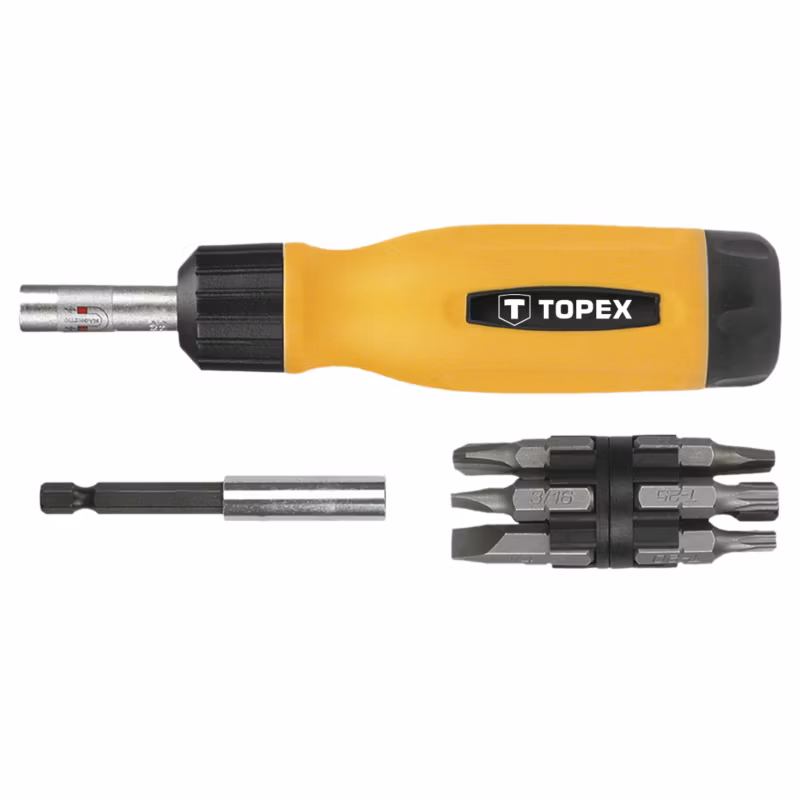 Końcówki wkrętakowe z uchwytem TOPEX rozmiar 1/4″ 1 kpl.