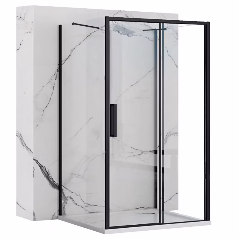 Kabina Prysznicowa Przyścienna Rapid Slide Black 100X100X195Cm 1 Szt