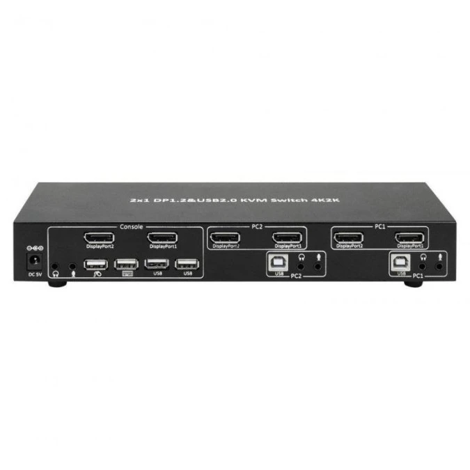 Przełącznik KVM DisplayPort/USB 2×1 Dual Head Video 4K*30Hz