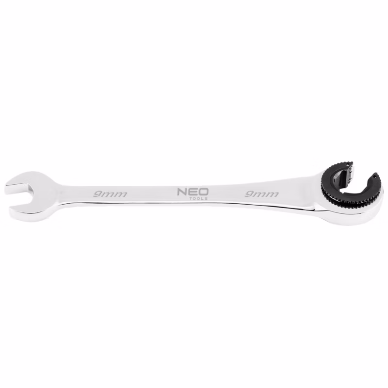 Klucz płasko-oczkowy NEO TOOLS rozcięty z grzechotką, 9 mm 1 szt