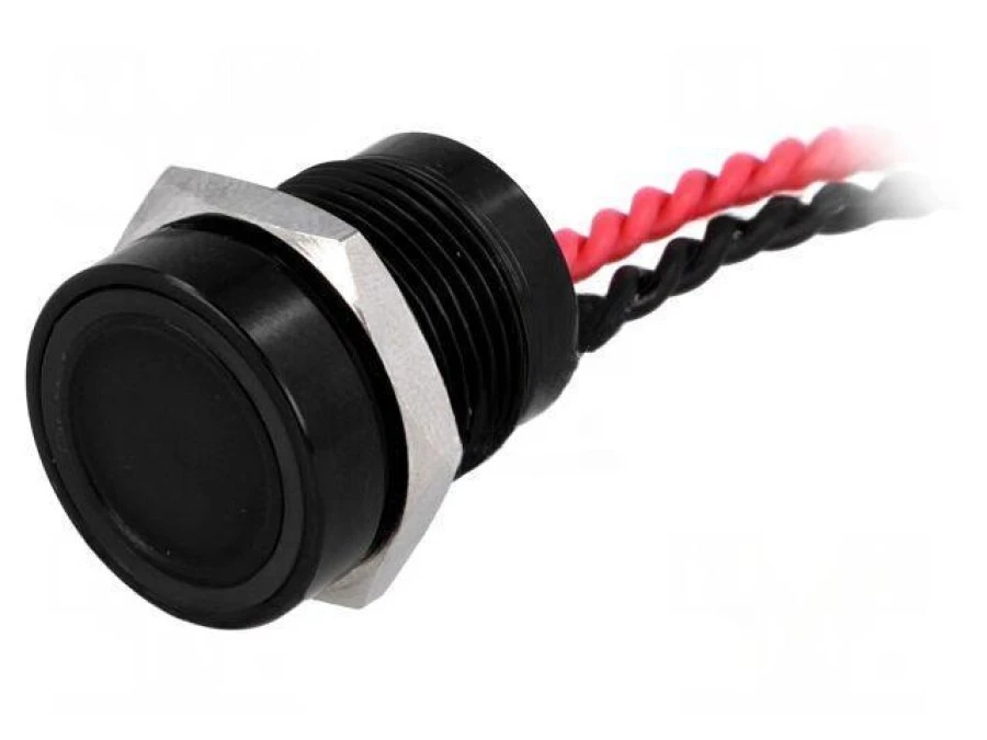 Przełącznik piezoelektryczny Poz: 2 SPST‑NO 0,2A24VAC IP68 PS165P10YBK1R12V