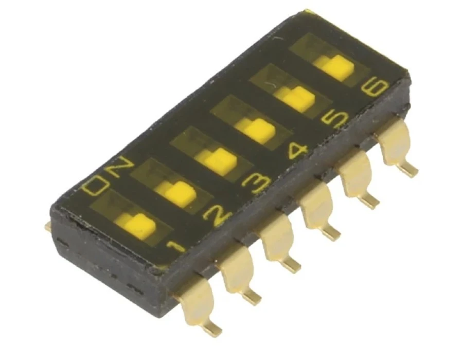 Przełącznik DIP‑SWITCH Ilość sekcji 6 ON‑OFF 0,025A/24VDC A6S‑6102‑H