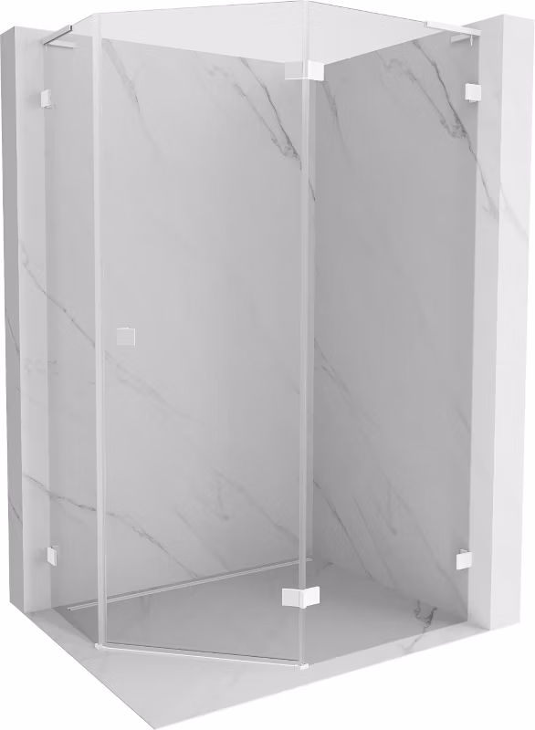 Kabina prysznicowa Mexen Lunar L pięciokątna uchylna prawa 80 x 100 cm transparent biała 1 szt.