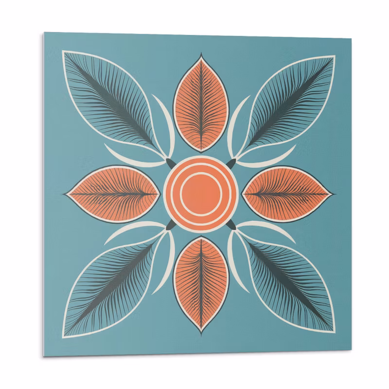 Kafelki samoprzylepne Wallfluent 50×50 cm Roślinny wzór z kwiatami i liśćmi 4 szt.
