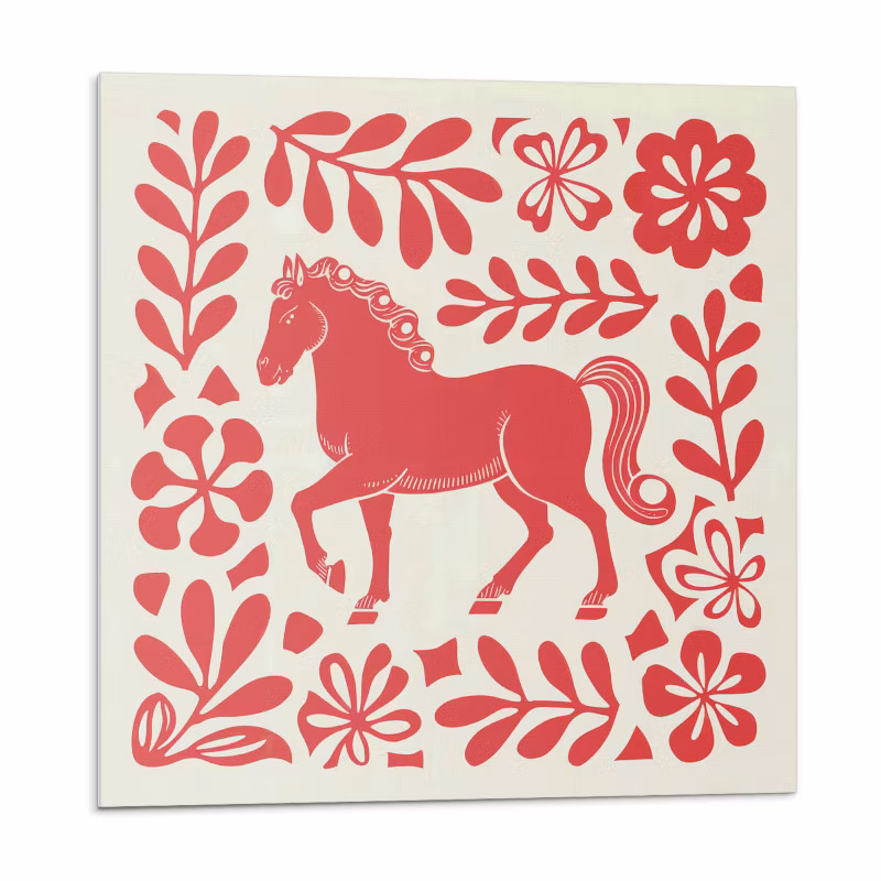 Kafelki samoprzylepne Wallfluent 50×50 cm Artystyczny koń wśród zieleni 4 szt.