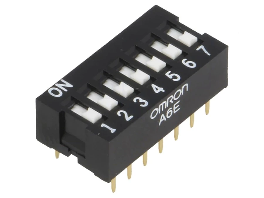 Przełącznik DIP‑SWITCH Ilość sekcji 7 ON‑OFF 0,025A/24VDC A6E‑7101‑N