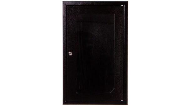 Szafa rack wisząca 10 9U 310×300 IP30 RAL9005 czarna (drzwi przeszklone) SZW-10-9U-30-DS-C
