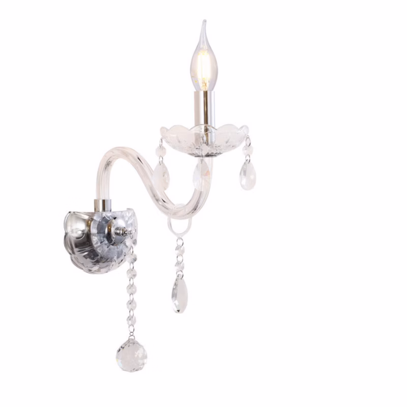Kinkiet ścienny Candellux Cristallo srebrno-przezroczysty-biały 1 x E14 x 40W IP20 wym: 37 x 25 x 12 cm – 1 szt.