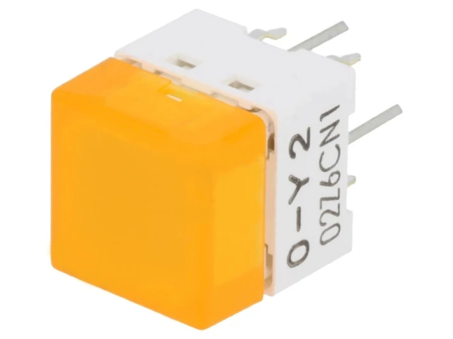 Przełącznik klawiaturowy Poz 2 SPST‑NO 0,05A/24VDC żółty LED B3W‑9000‑Y2Y