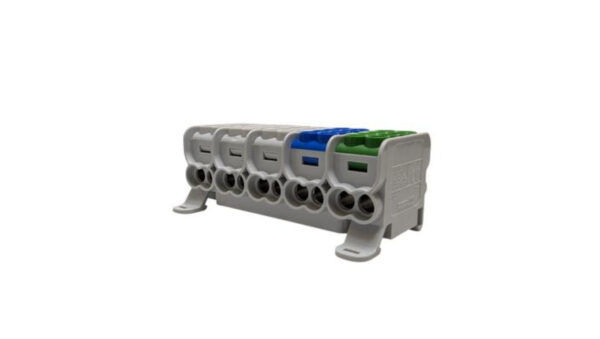Blok dystrybucyjny – rozdzielczy HLAK25 5P szary, niebieski, zielony 2xAl/Cu 25mm²+16mm² 1000VAC/1500VDC MAG5253ABG