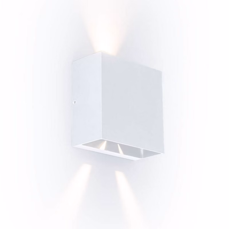 Kinkiet ścienny zewnętrzny Lutec Gemini biały LED 10W 3000K 400lm IP54 wym: 11 x 11 x 5,4 cm aluminium – 1 szt.