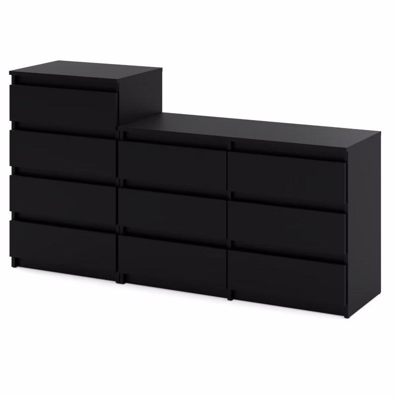 Komoda Z 10 Szufladami Stiv-Meble Czarny Mat Zestaw Komód 160X33,5X92,5 CM 1Szt.