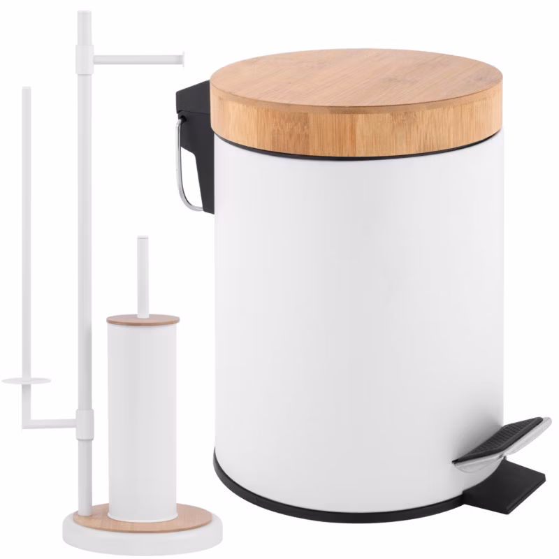 Komplet łazienkowy Yoka Home Kosz na śmieci oraz Stojak na papier toaletowy i szczotkę do WC – 1 szt.