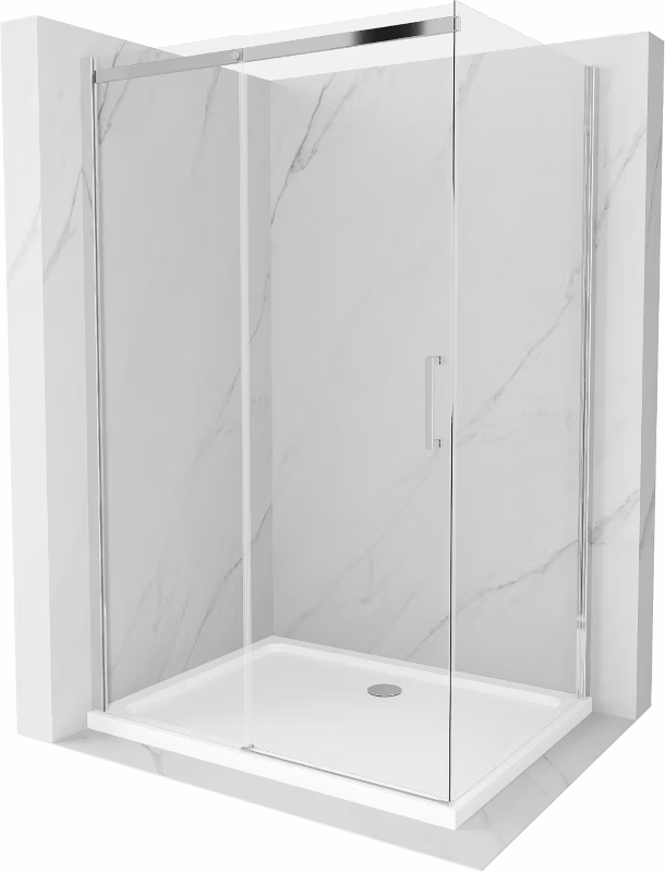 Kabina prysznicowa Mexen Omega rozsuwana 120 x 100 cm transparent chrom + brodzik Flat
