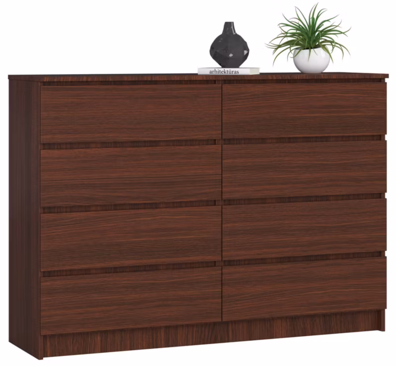 Komoda Akord K140 Wenge 138 cm 8 szuflad kolor Wenge mat 138x40x99 cm 1 szt.