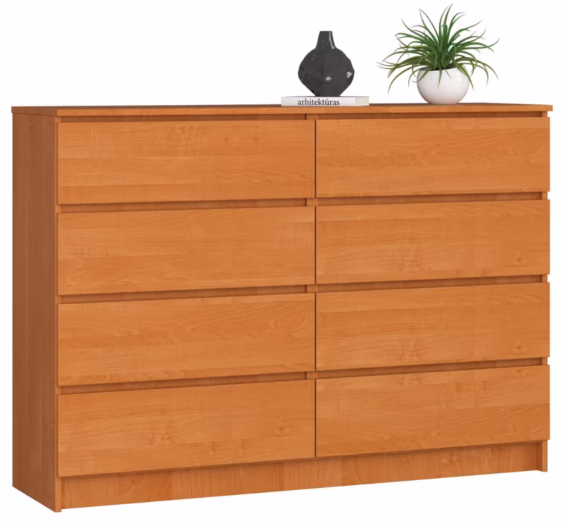 Komoda Akord K140 Olcha 138 cm 8 szuflad kolor Olcha mat 138x40x99 cm 1 szt.