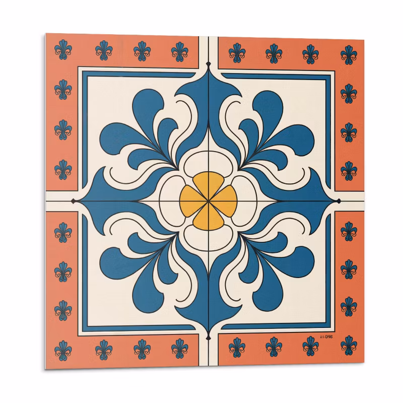 Kafelki samoprzylepne Wallfluent 30×30 cm Wzór kwiatów w klimacie folk 9 szt.