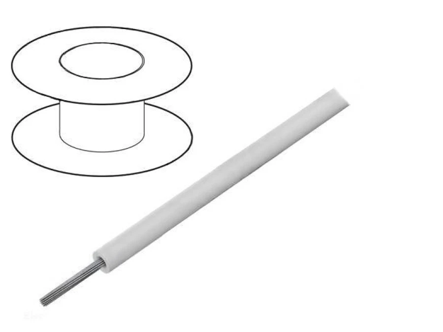 Przewód HookUp Wire linka Cu 24AWG PVC biały 600V 305m 1854 WH001