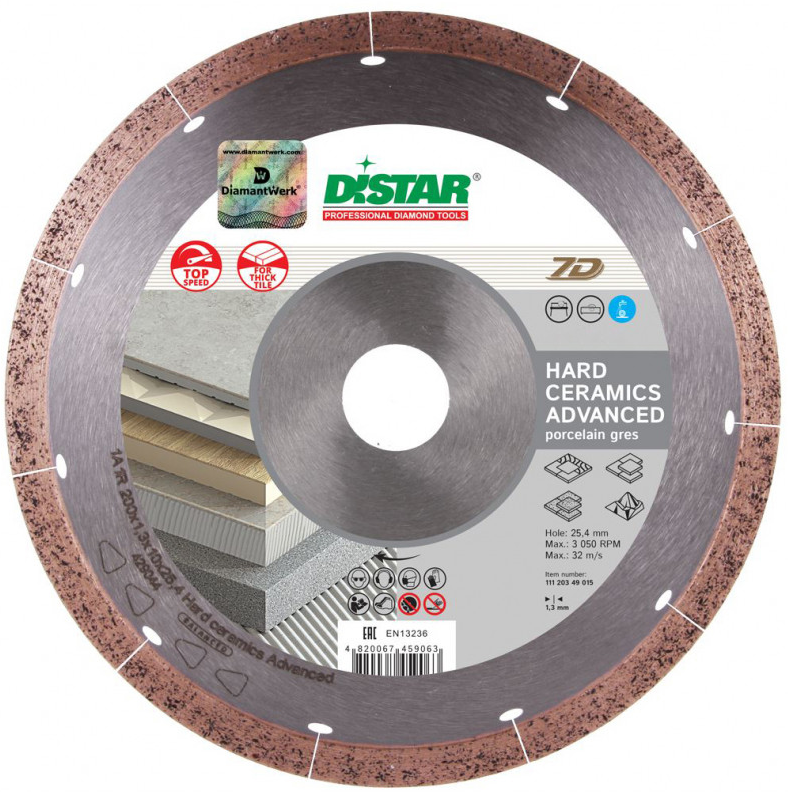 Tarcza diamentowa Hard Ceramics Advanсed 1A1R 200×1,3x10x25,4 DISTAR 11120349015