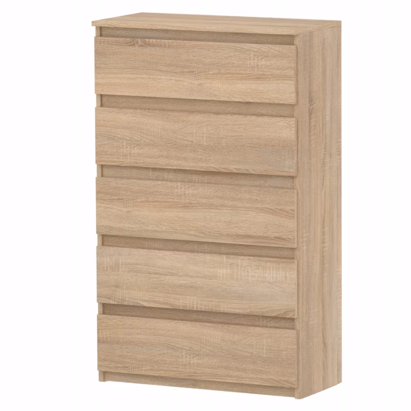 Komoda Z 5 Szufladami Stiv-Meble Dąb Sonoma Szafka 70X33,5X115 Cm 1Szt.