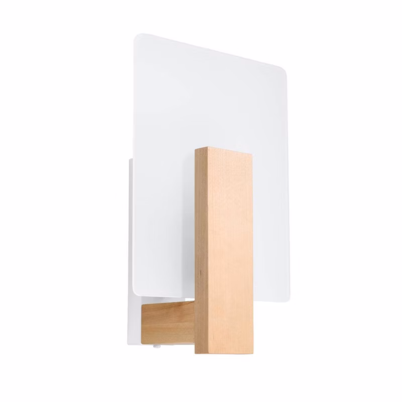Kinkiet ścienny Sollux Lighting Lappo naturalne drewno styl nowoczesny 1 x E14 x 10W IP20 wym: 9,5 x 12 x 16 cm – 1 szt.