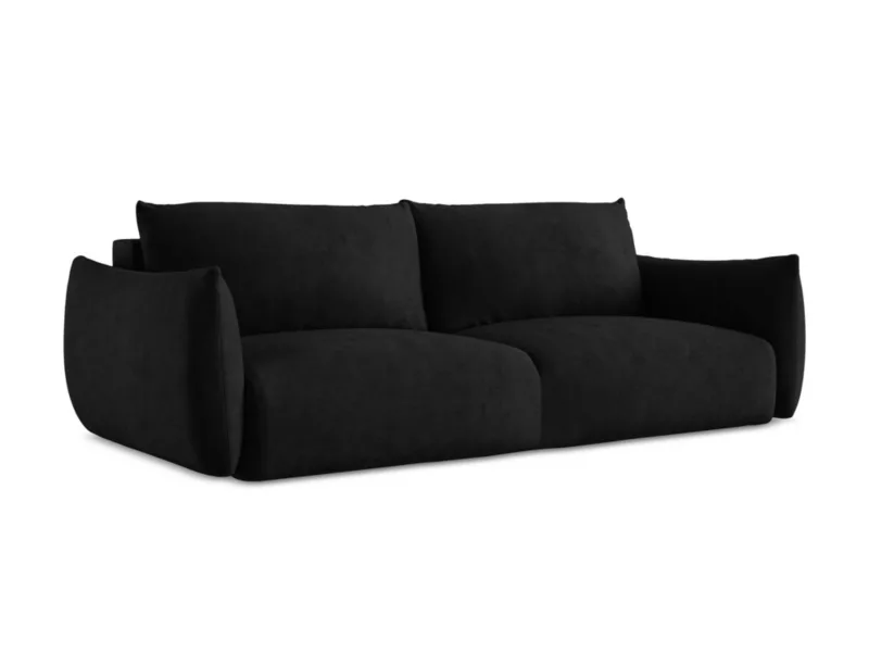 Kanapa 3-osobowa z funkcją spania LaMiaSofa SAVONA z tkaniny szenilowej 230×105 cm czarny 1 szt.